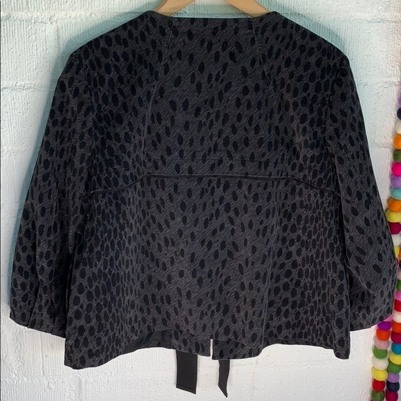 Michael Kors Textured Fur Ribbon Tie Front 3/4 Sleeve Bell Blazer Coat sz PL - Picture 7 of 9